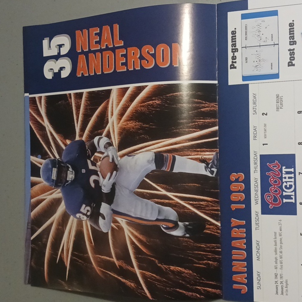 Official 1992 Chicago Bears Calendar w/ Tom Waddle Autograph #eshopchicago - Picture 7 of 16